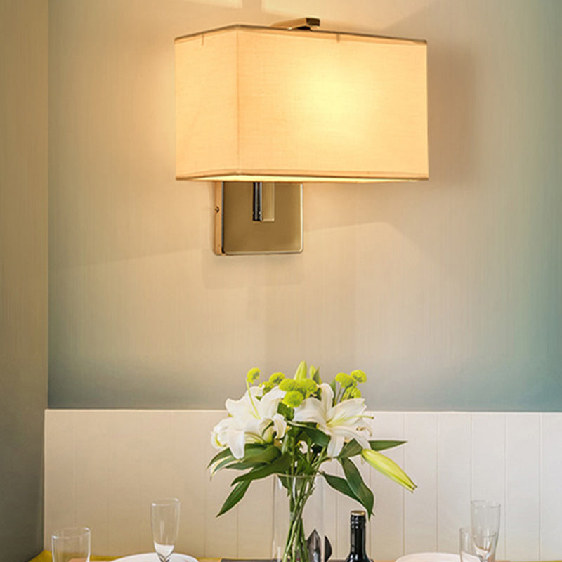 Metal Modern Wall Sconce Rectangle Shape Wall Light with Fabric Shade for Living Room