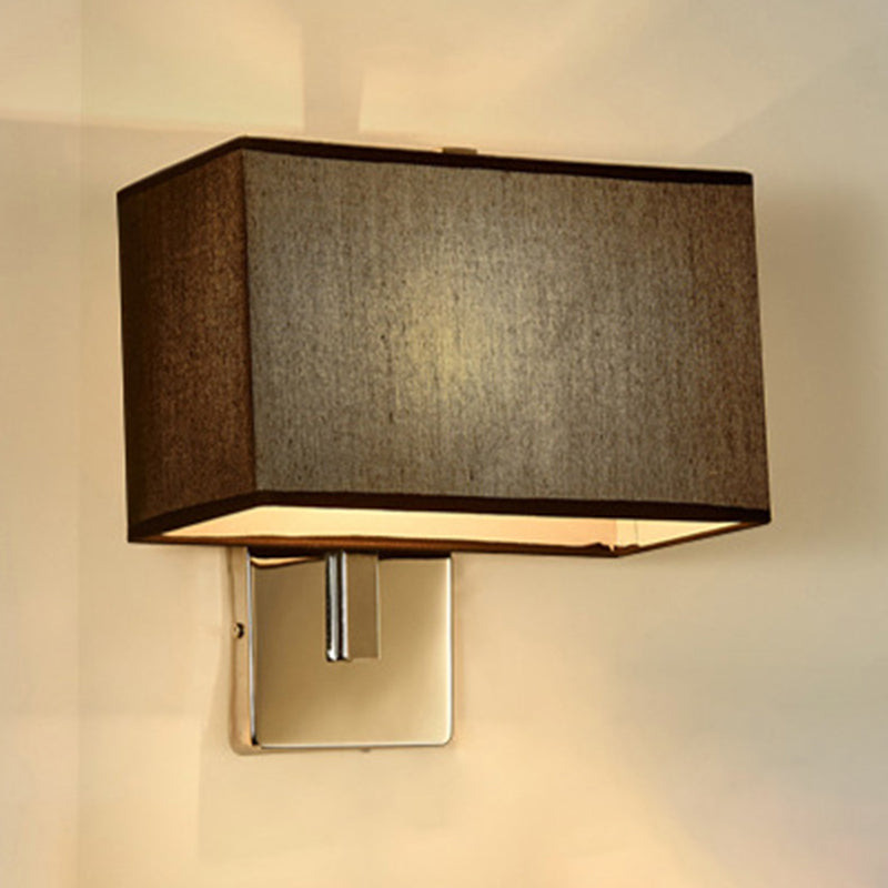 Metal Modern Wall Sconce Rectangle Shape Wall Light with Fabric Shade for Living Room
