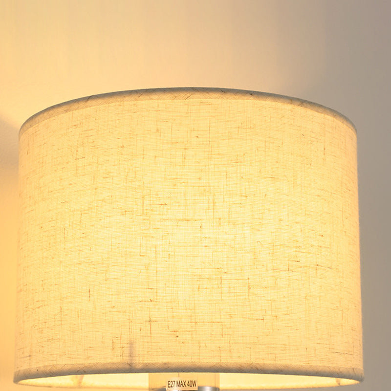 Metal Modern Wall Sconce Cylinder Shape Wall Light with Fabric Shade for Bedroom