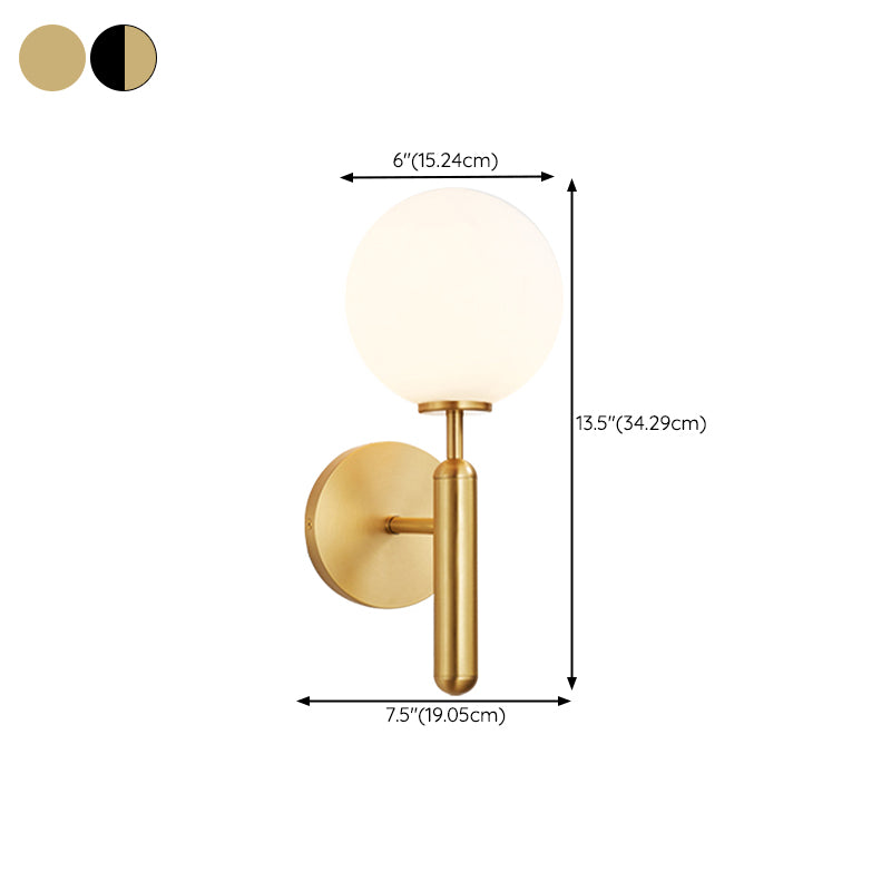Modern Wall Lamp Minimalist Wall Vanity Lights with Glass Shade for Washroom