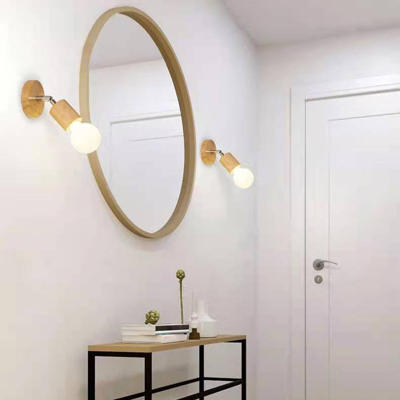 Contemporary Wall Lamp Wooden Wall Vanity Lights for Powder Room