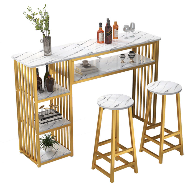 Glam Rectangle Wood Counter Table 3/4 Pieces Bar Table Set for Cafe