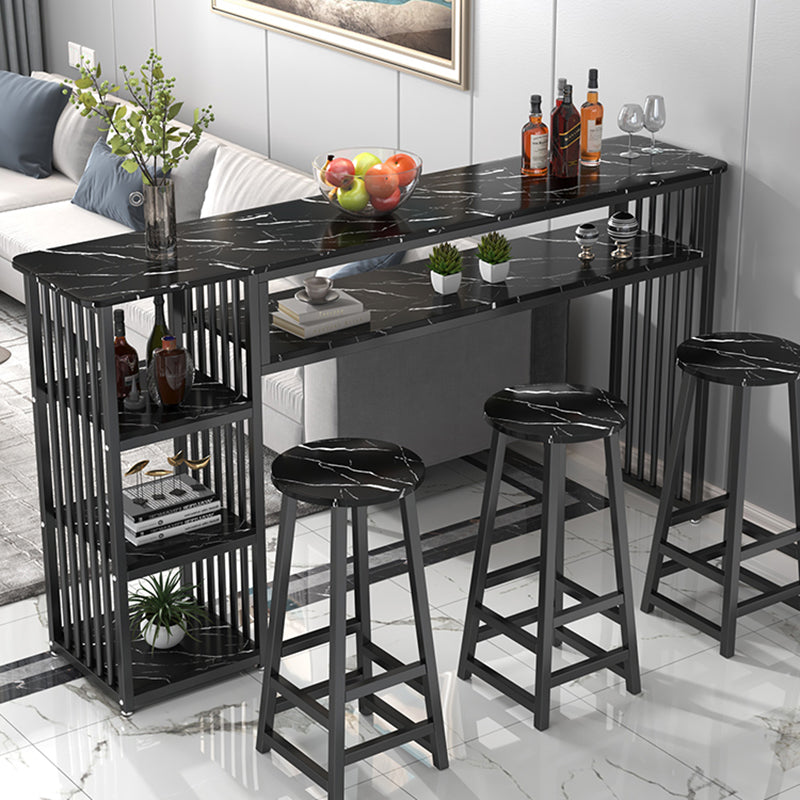 Glam Rectangle Wood Counter Table 3/4 Pieces Bar Table Set for Cafe