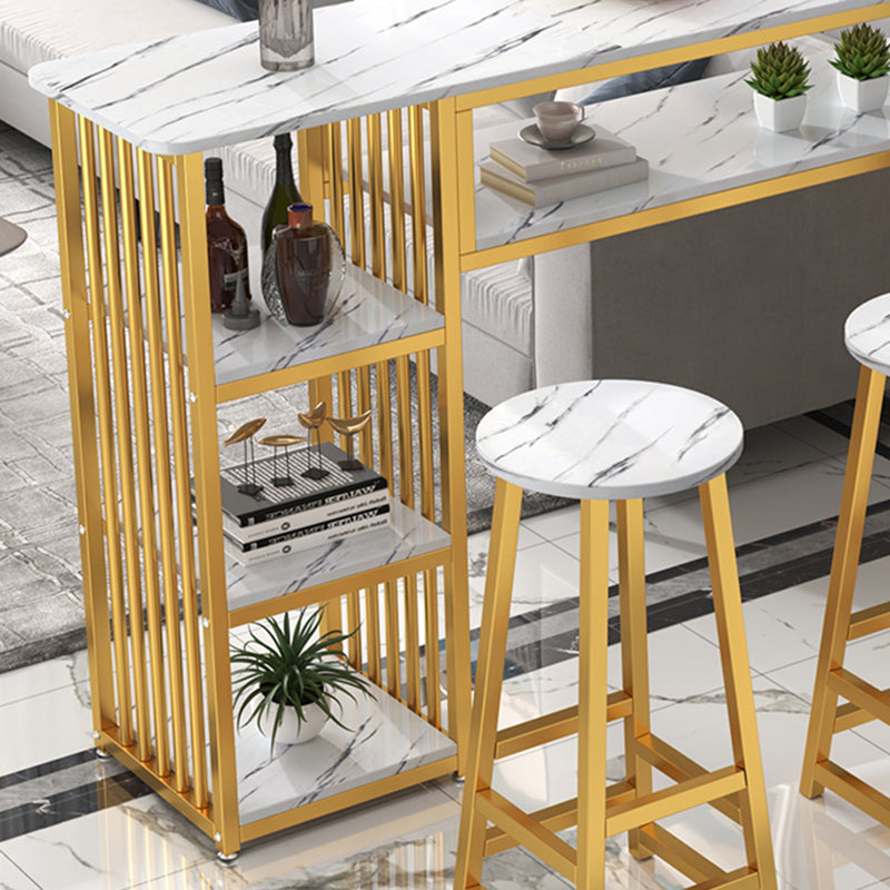 Glam Rectangle Wood Counter Table 3/4 Pieces Bar Table Set for Cafe