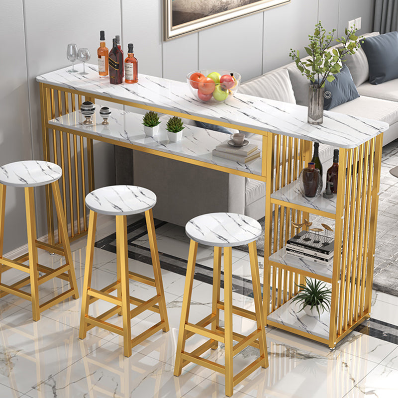 Glam Rectangle Wood Counter Table 3/4 Pieces Bar Table Set for Cafe