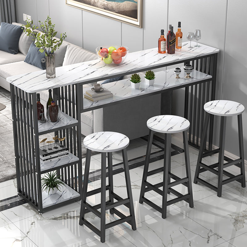 Glam Rectangle Wood Counter Table 3/4 Pieces Bar Table Set for Cafe