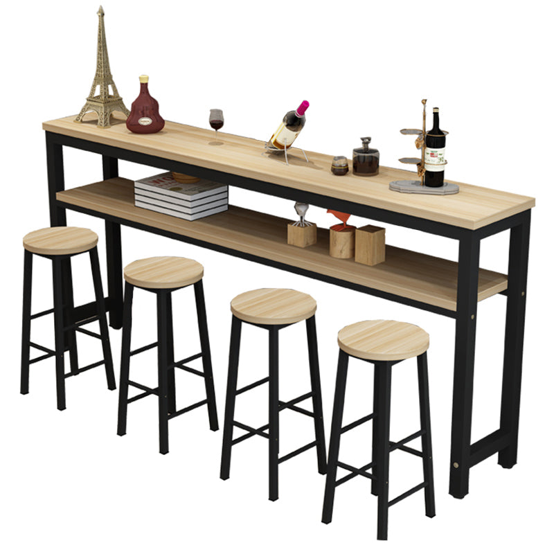 Modern Rectangle Wood Counter Table 3/5 Pieces Bar Table Set for Cafe