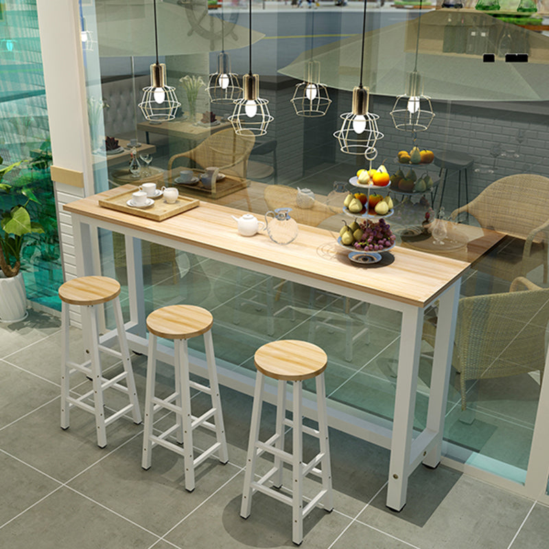 Industrial Rectangle Wood Counter Table 3/4 Pieces Bar Table Set for Cafe