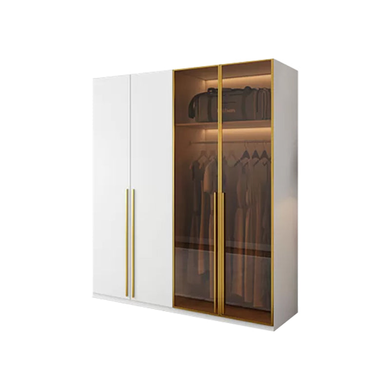 Modern Freestanding Wardrobe Wood Frame Wardrobe with Tempered Glass Doors