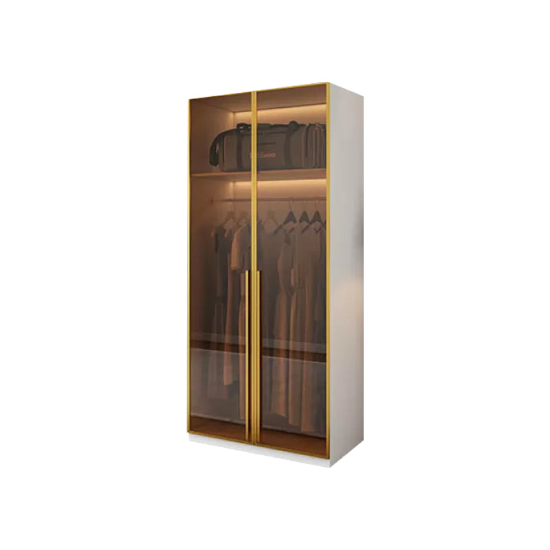 Modern Freestanding Wardrobe Wood Frame Wardrobe with Tempered Glass Doors