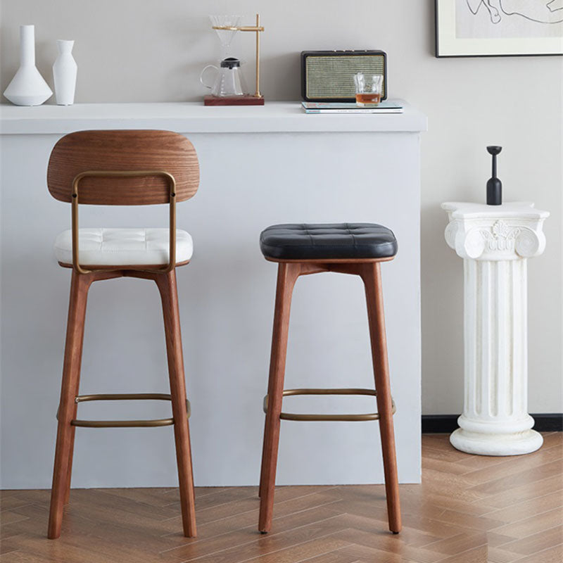 Industrial Style Wood Counter Chair Footrest Counter Stool for Living Room