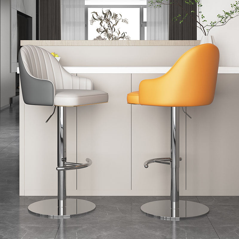 Swivel Adjustable Height Patio Bar Stool Upholstered Indoor Bar Stool with Chrome Base