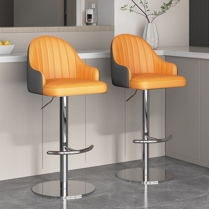 Swivel Adjustable Height Patio Bar Stool Upholstered Indoor Bar Stool with Chrome Base
