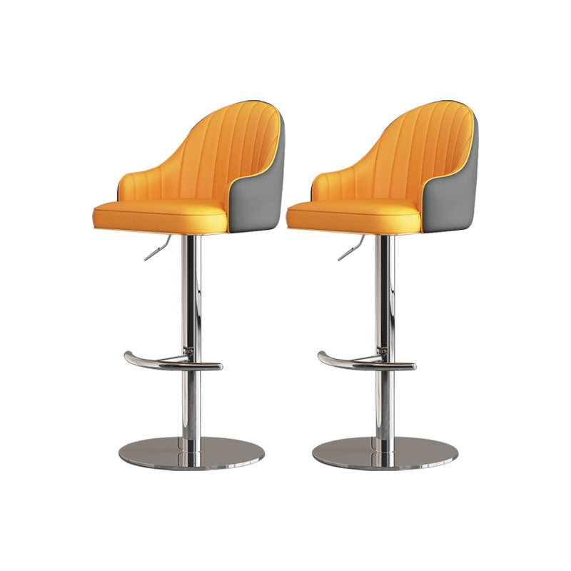 Swivel Adjustable Height Patio Bar Stool Upholstered Indoor Bar Stool with Chrome Base