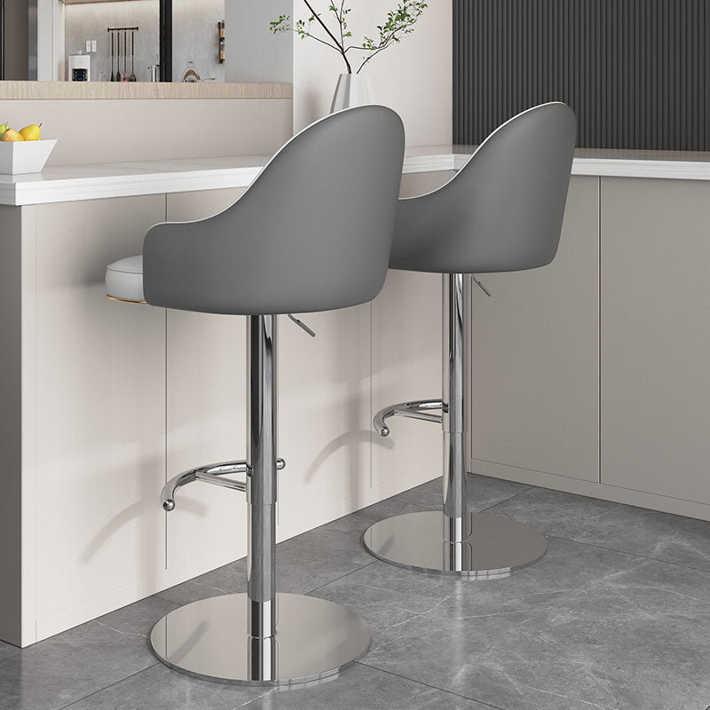 Swivel Adjustable Height Patio Bar Stool Upholstered Indoor Bar Stool with Chrome Base
