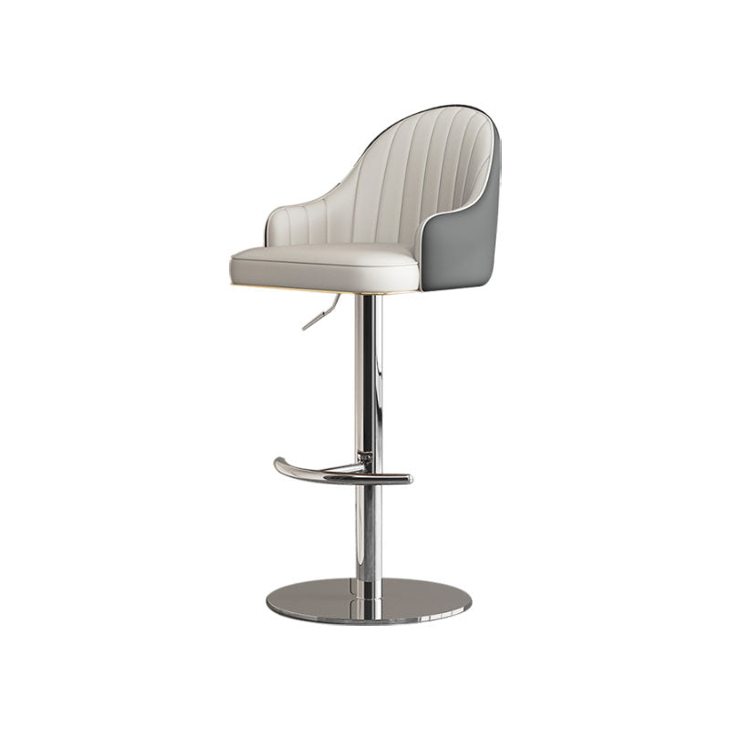 Swivel Adjustable Height Patio Bar Stool Upholstered Indoor Bar Stool with Chrome Base