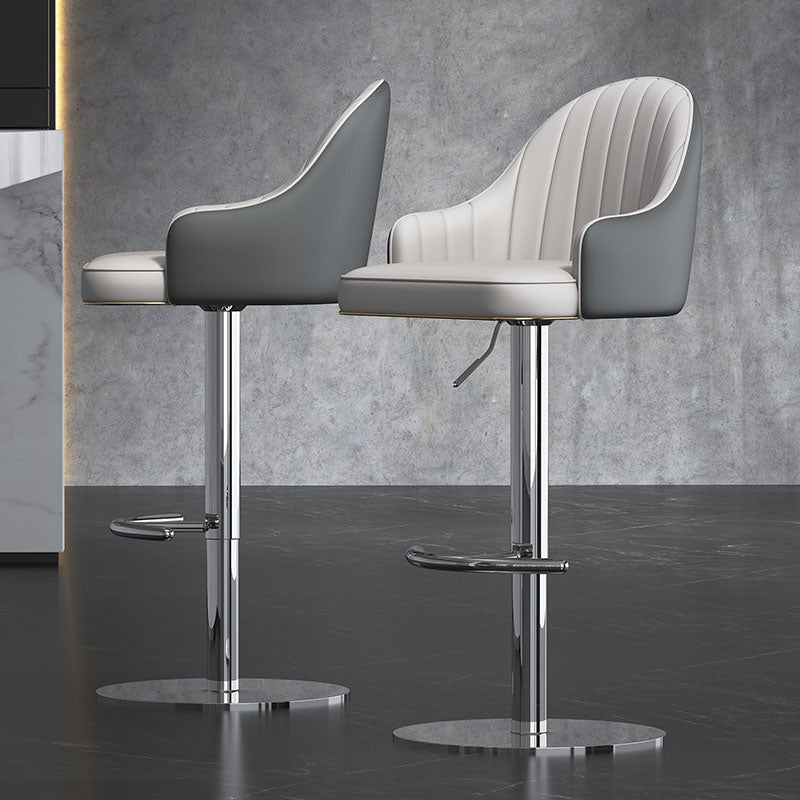 Swivel Adjustable Height Patio Bar Stool Upholstered Indoor Bar Stool with Chrome Base
