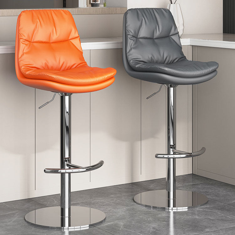 Upholstered Bar Stools Swivel Adjustable Height Bar Stool with Chrome Base