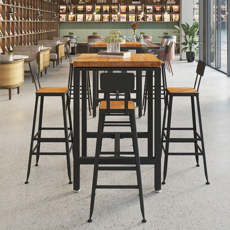 Industrial Metal Bar Stool Low Back Bar Stool with Black Base