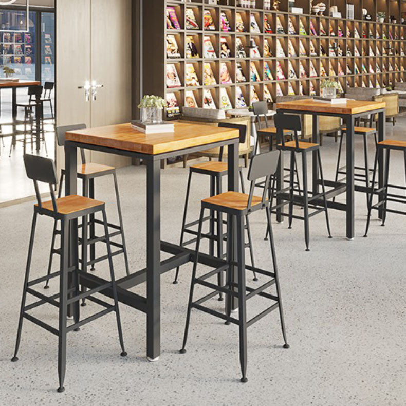 Industrial Metal Bar Stool Low Back Bar Stool with Black Base