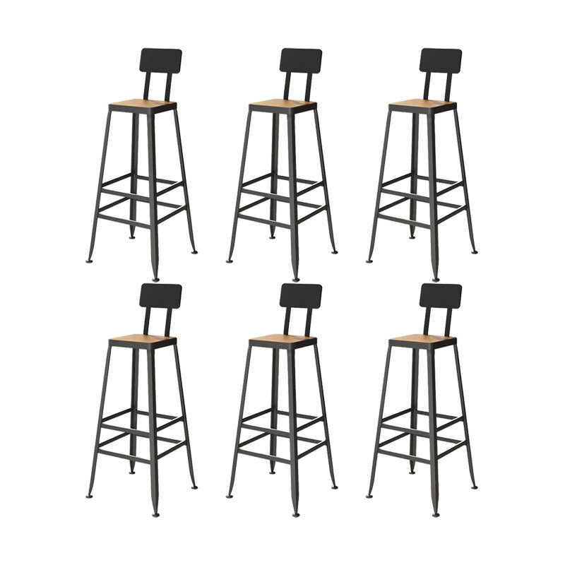 Industrial Metal Bar Stool Low Back Bar Stool with Black Base