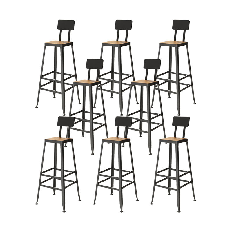Industrial Metal Bar Stool Low Back Bar Stool with Black Base