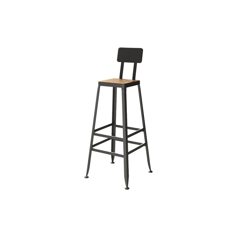 Industrial Metal Bar Stool Low Back Bar Stool with Black Base