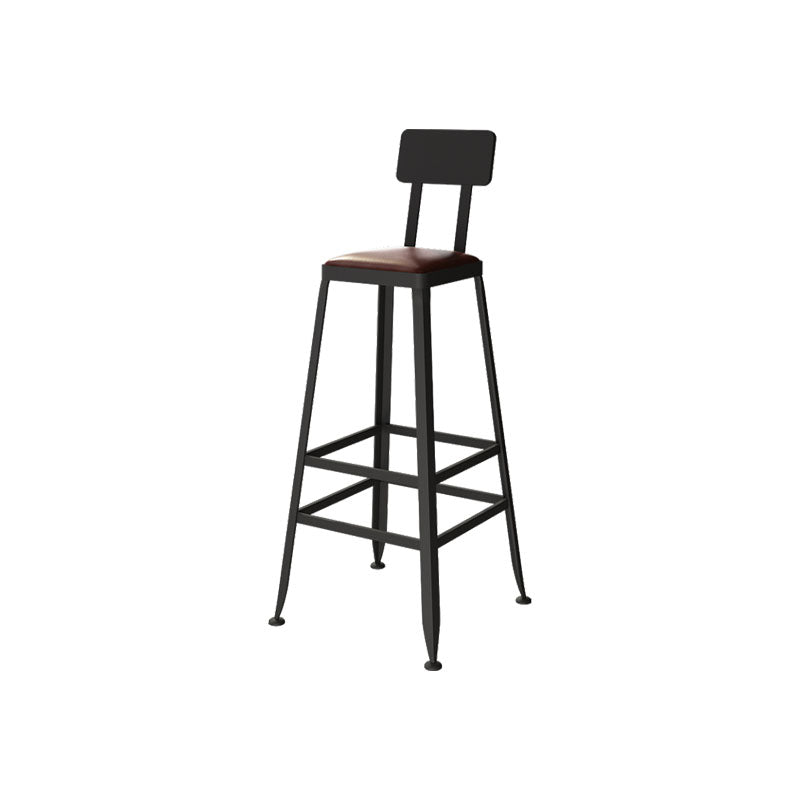 Industrial Metal Bar Stool Low Back Bar Stool with Black Base
