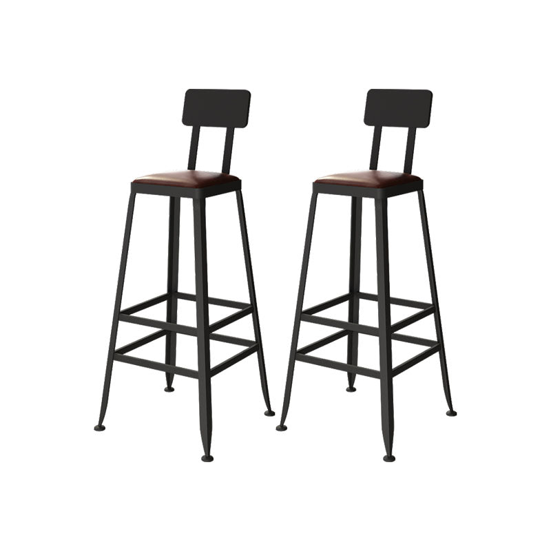 Industrial Metal Bar Stool Low Back Bar Stool with Black Base