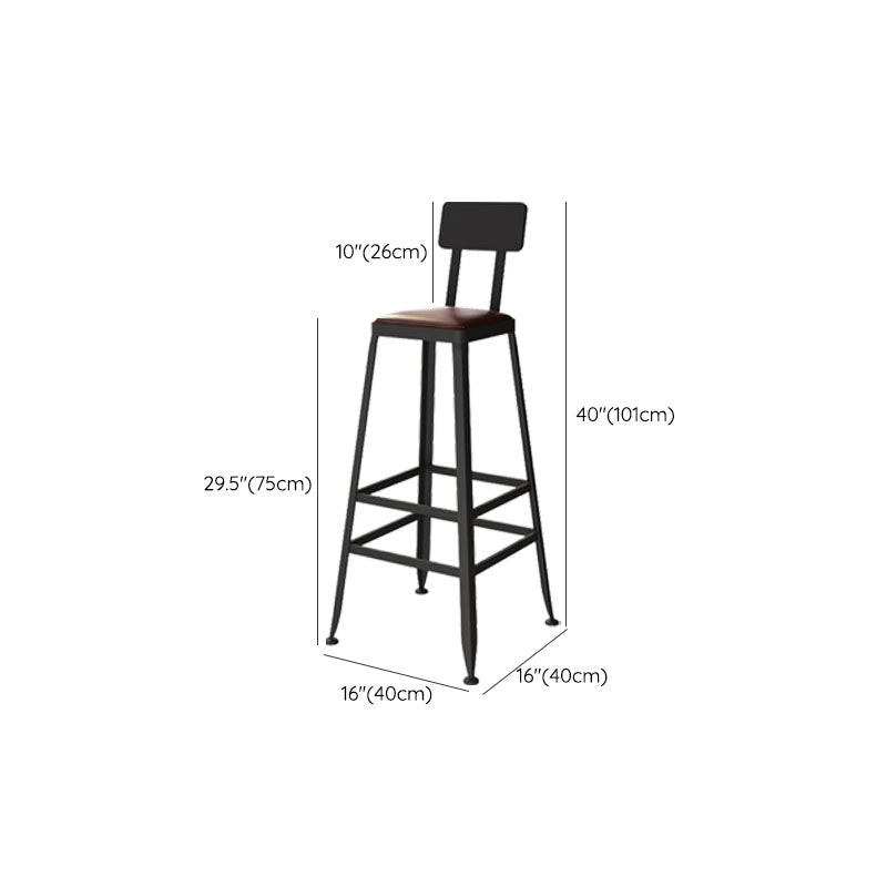 Industrial Metal Bar Stool Low Back Bar Stool with Black Base