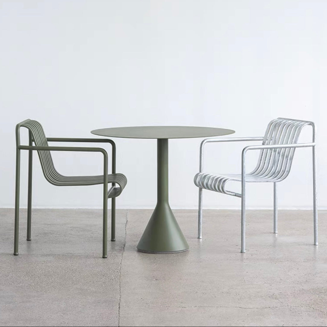 Modern Green Bistro Table Set 3-Pieces Round Metal Bistro Set