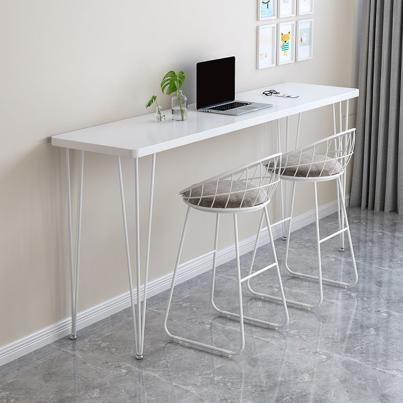 Modern Wood Rectangle Bar Table Metal Legs for Milk Tea Shop