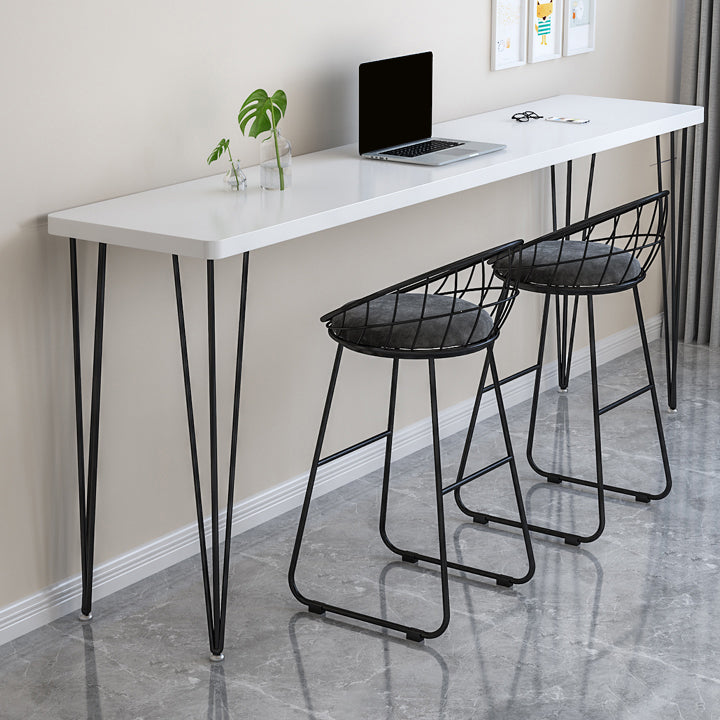 Modern Wood Rectangle Bar Table Metal Legs for Milk Tea Shop