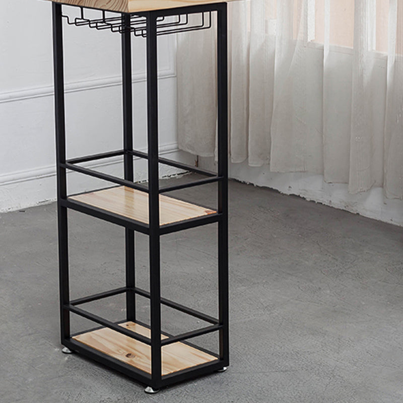 Modern Pine Wood Bar Table Rectangle Storable Table for Living Room