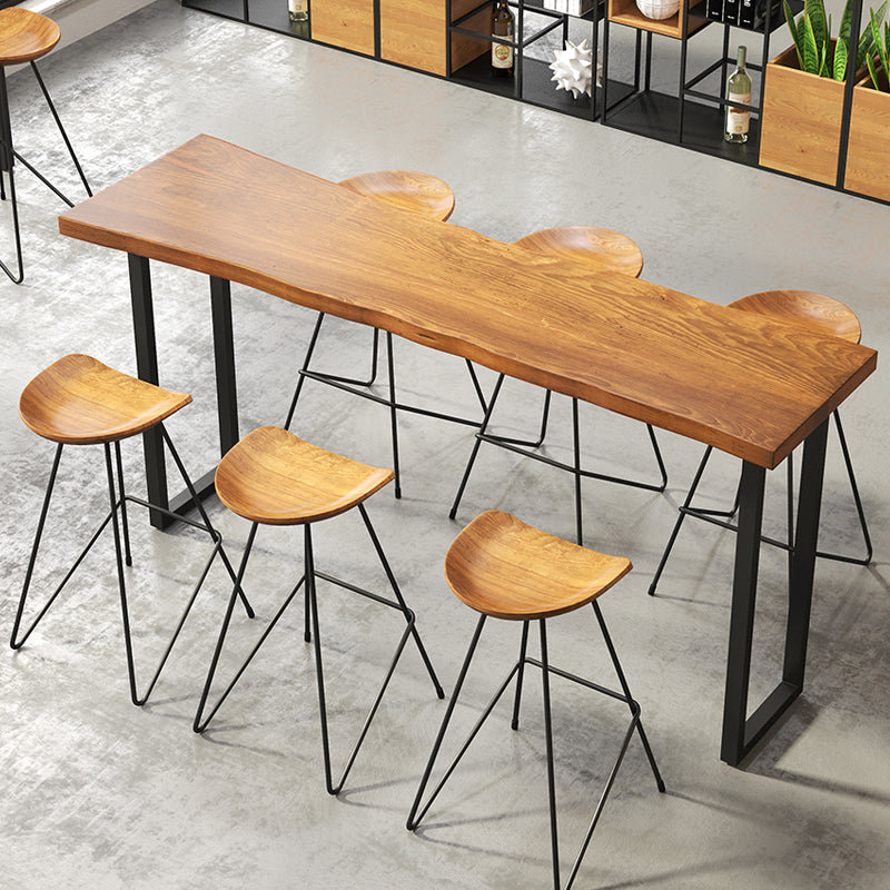 Modern Rectangle Pine Wood Bar Table Iron Legs for Dining Room
