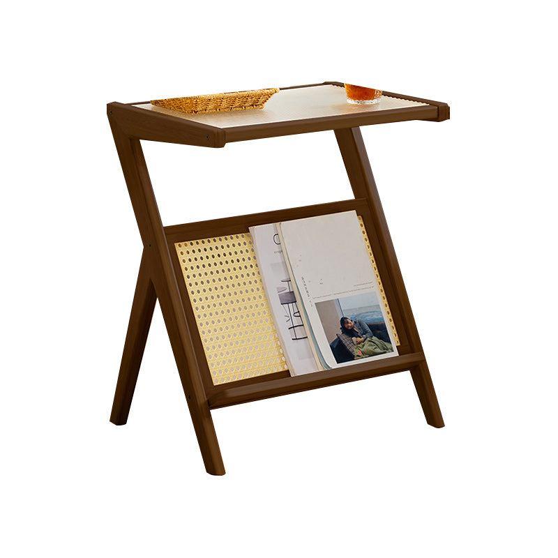 14" Wide Contemporary Corner Table Wood Storage Accent Side Table