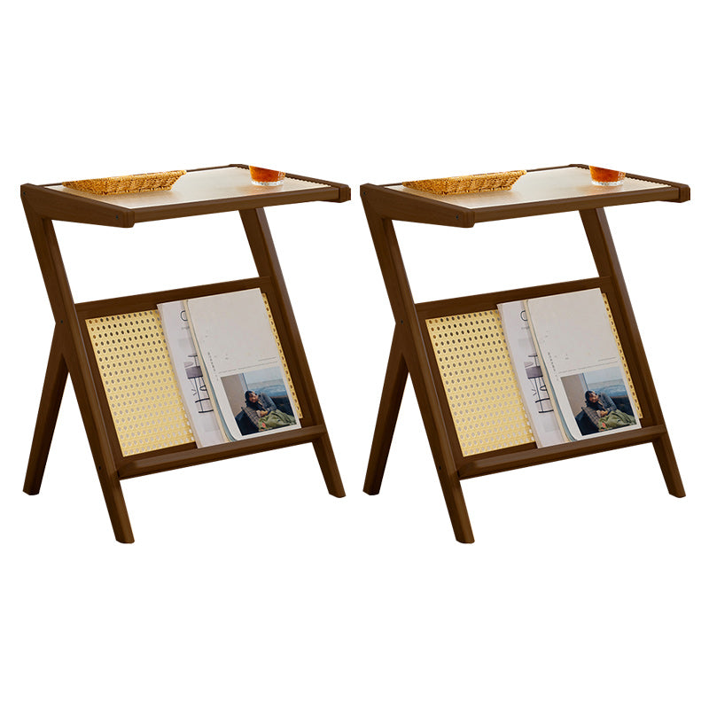 14" Wide Contemporary Corner Table Wood Storage Accent Side Table