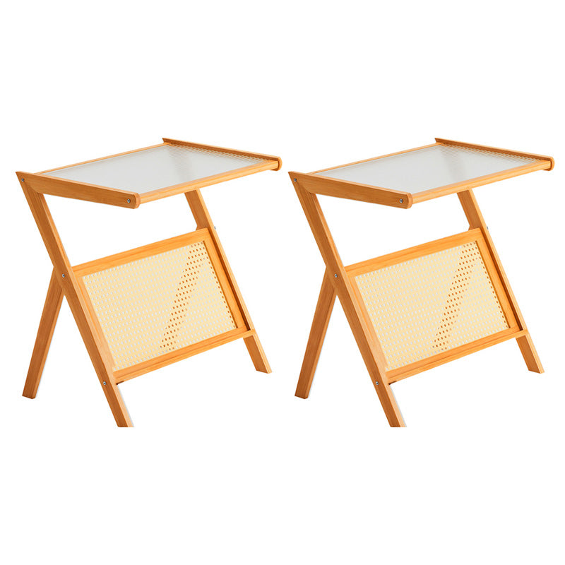 14" Wide Contemporary Corner Table Wood Storage Accent Side Table