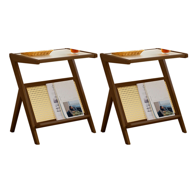 14" Wide Contemporary Corner Table Wood Storage Accent Side Table