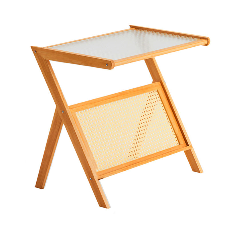 14" Wide Contemporary Corner Table Wood Storage Accent Side Table