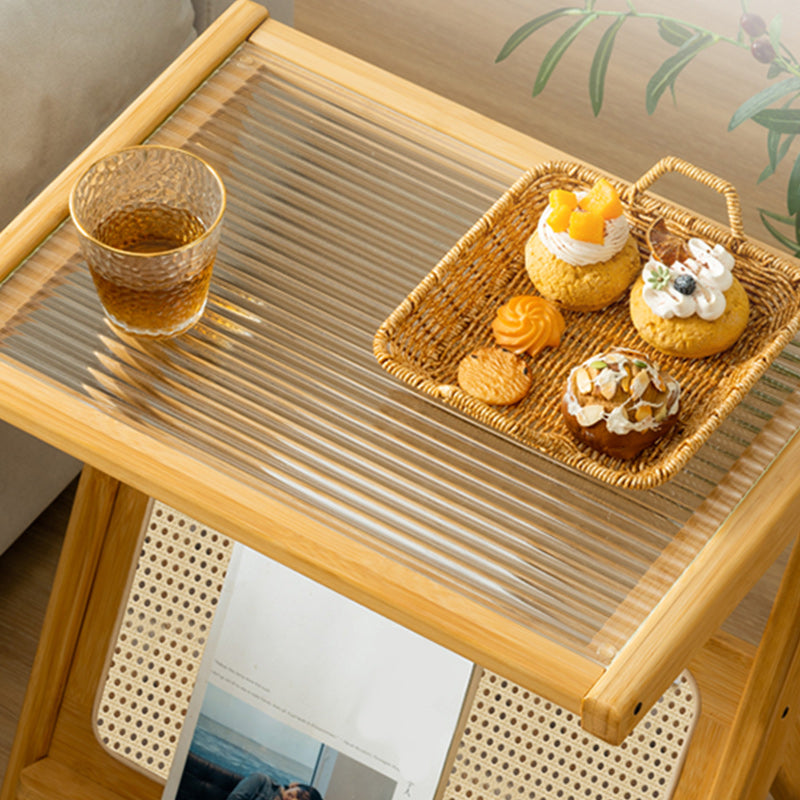 14" Wide Contemporary Corner Table Wood Storage Accent Side Table