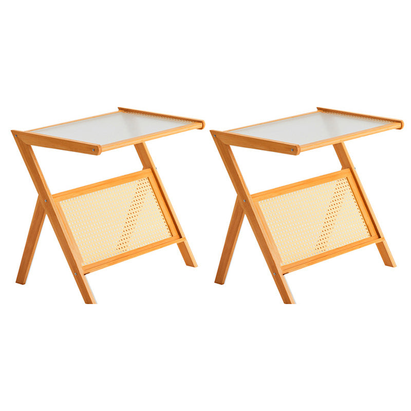 14" Wide Contemporary Corner Table Wood Storage Accent Side Table