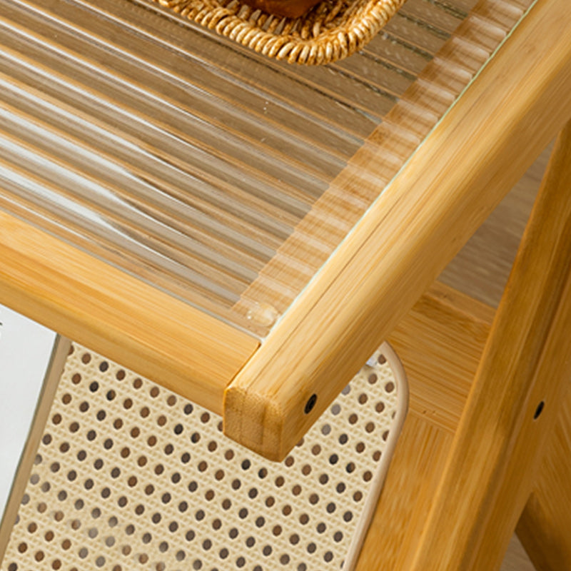 14" Wide Contemporary Corner Table Wood Storage Accent Side Table