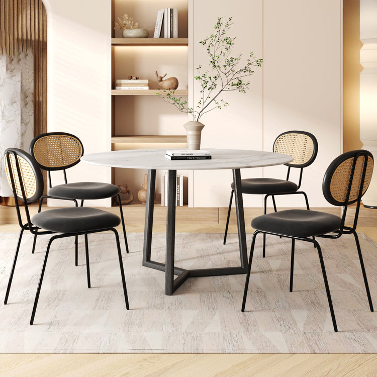 Modern Simple Side Chair Upholstered Dining Chair with Metal Base for Kitchen