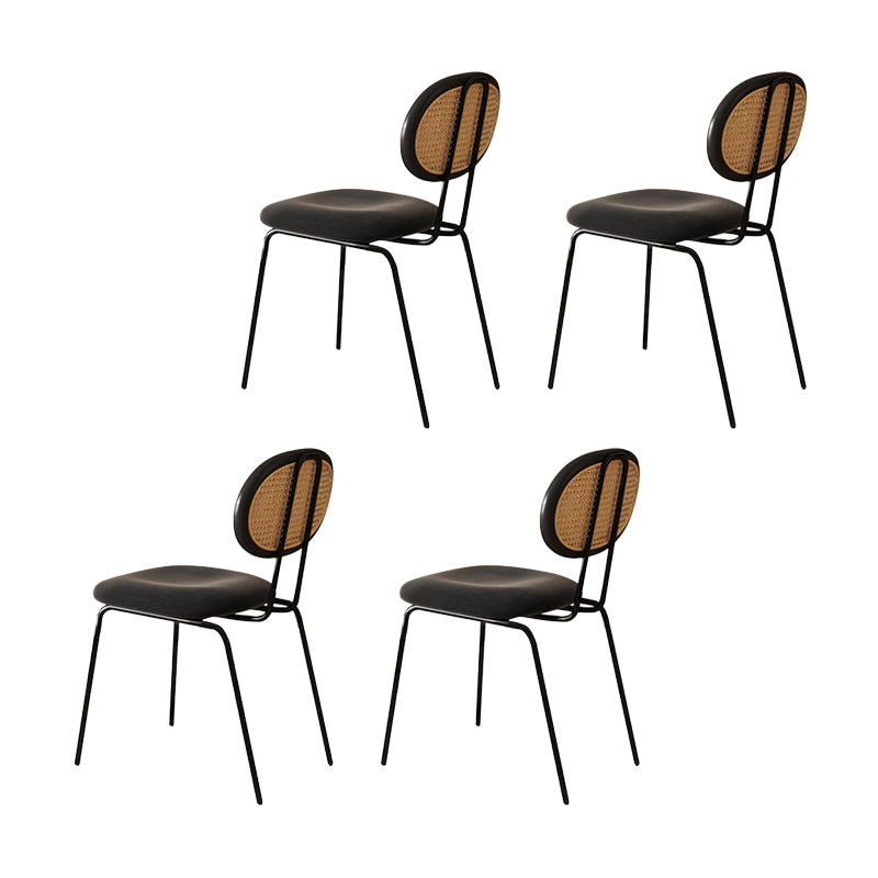 Modern Simple Side Chair Upholstered Dining Chair with Metal Base for Kitchen
