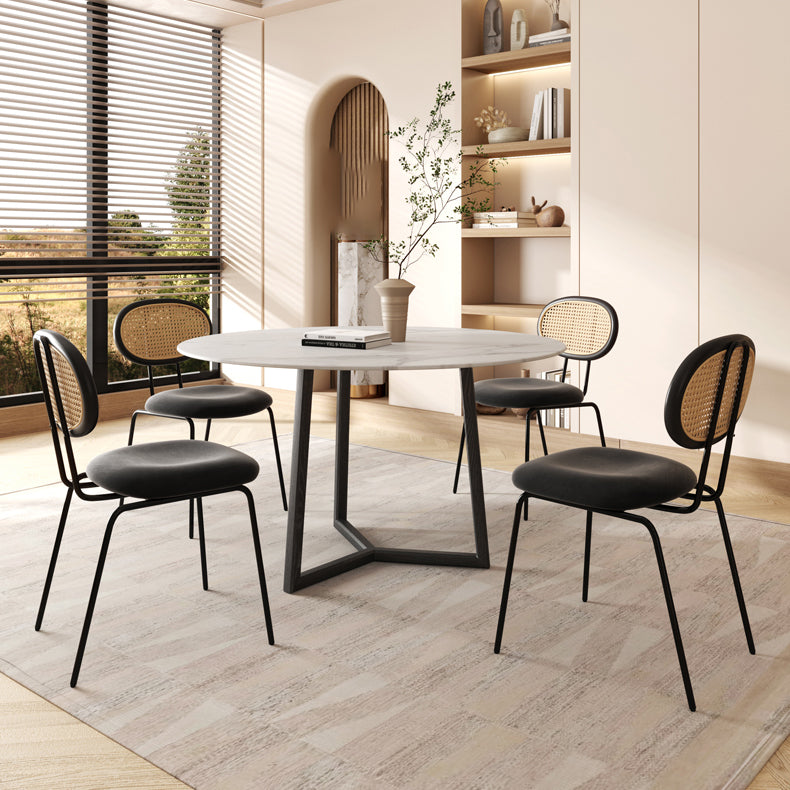 Modern Simple Side Chair Upholstered Dining Chair with Metal Base for Kitchen