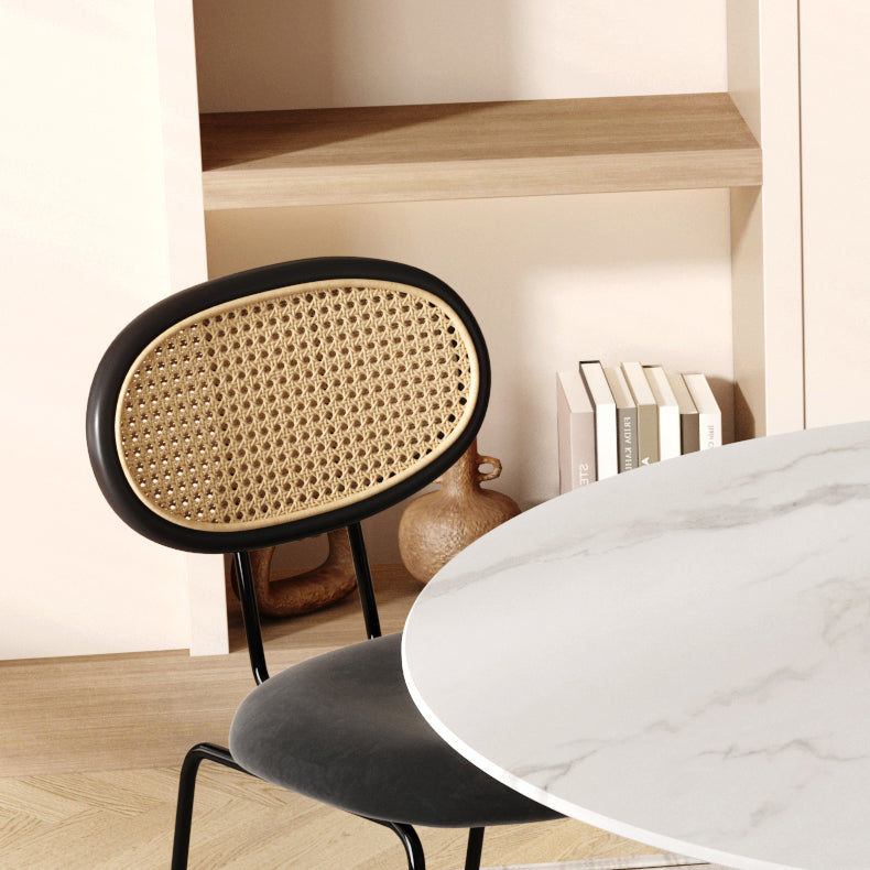 Modern Simple Side Chair Upholstered Dining Chair with Metal Base for Kitchen