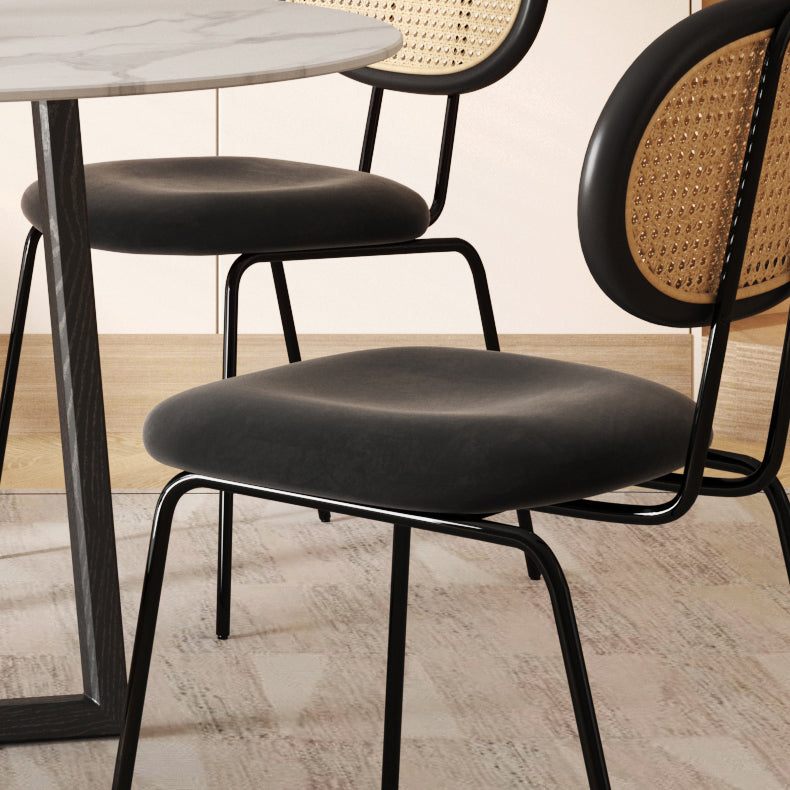 Modern Simple Side Chair Upholstered Dining Chair with Metal Base for Kitchen
