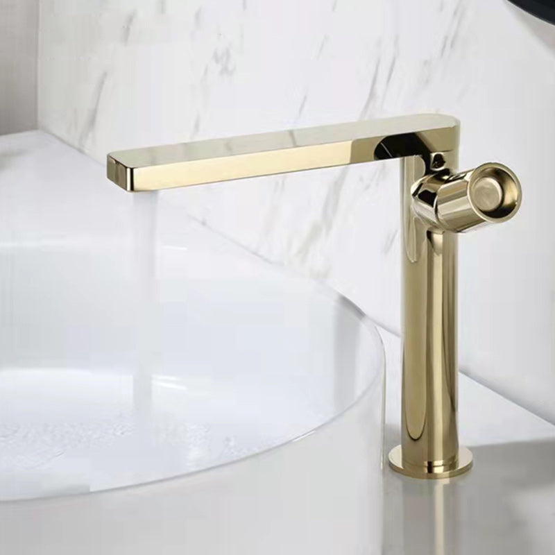 Modern Brass Bathroom Sink Faucet Low Arc with Knob Handle Vessel Faucet