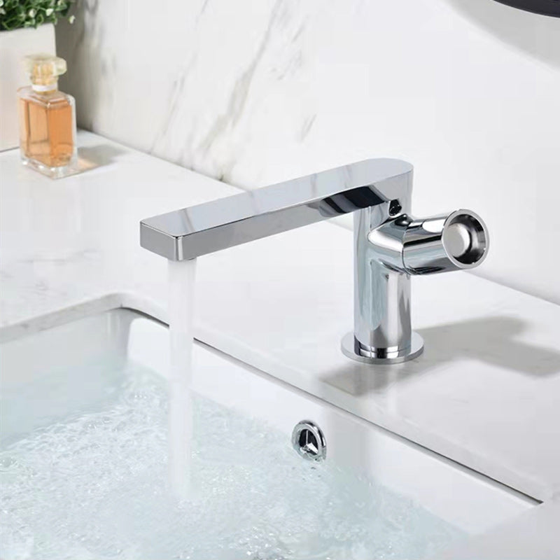 Modern Brass Bathroom Sink Faucet Low Arc with Knob Handle Vessel Faucet